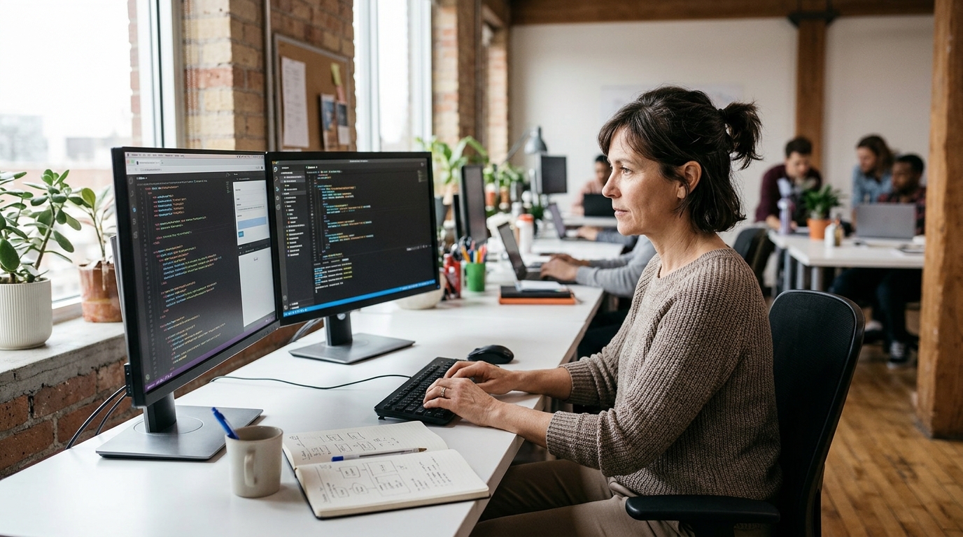 Featured image for "How to Become a Web Developer After a Career Change"